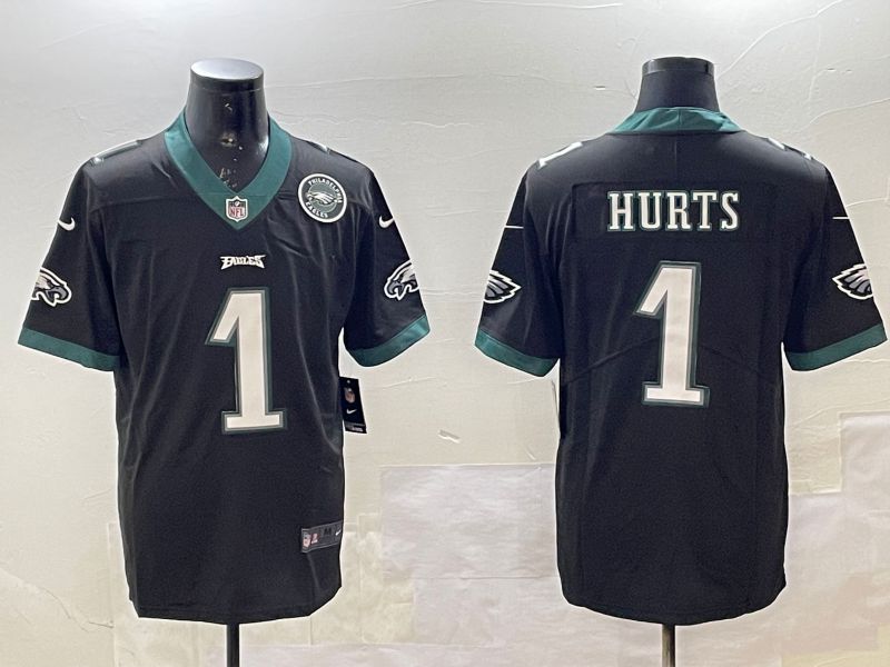Men Philadelphia Eagles #1 Hurts Black 2025 Nike Vapor Limited NFL Jersey style 3->philadelphia eagles->NFL Jersey